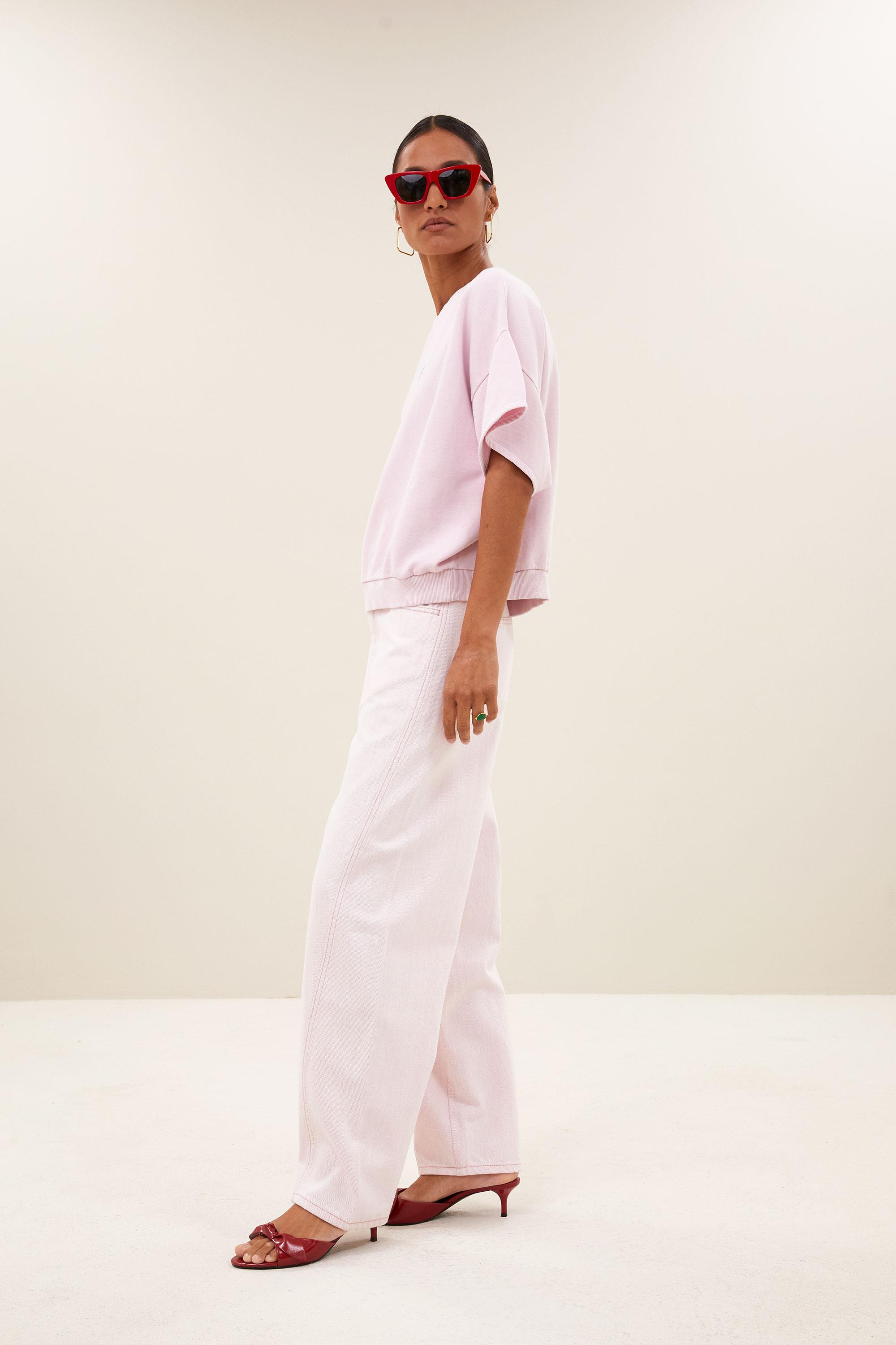 By-Bar Begum Slub Jeans Light Pink Damen Barrel Leg rosa